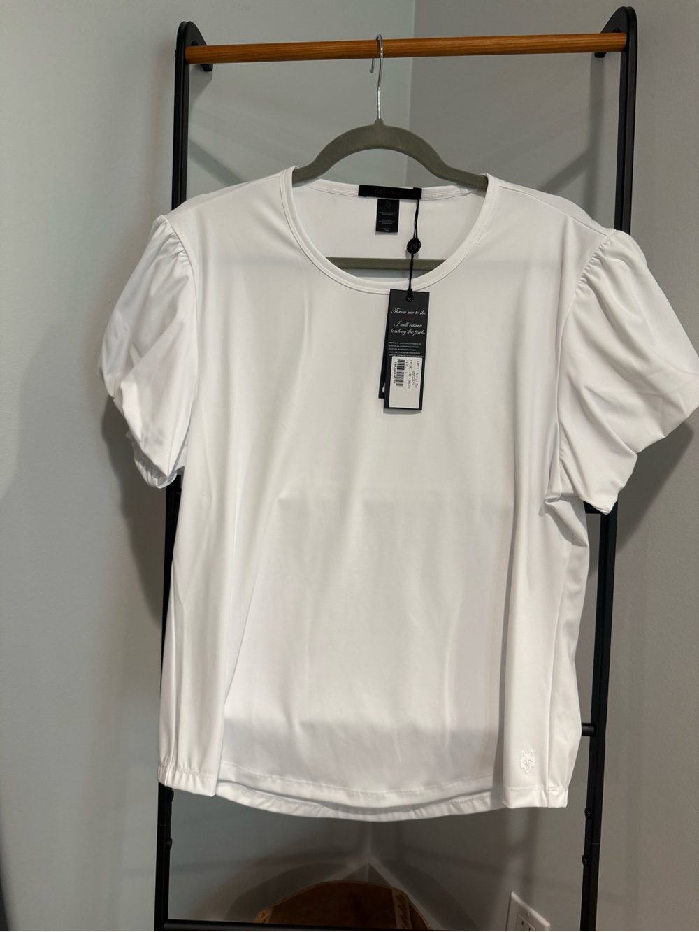 Greyson White Puff Sleeve Short Sleeve Tee